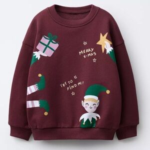 Zara Kids Burgundy Christmas Sweater